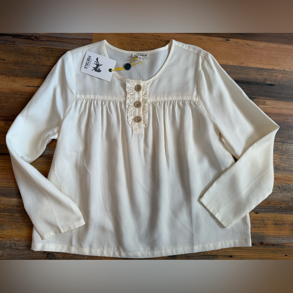 Finding Foxtale NWT  Ivory Kids Blouse with Button Accents